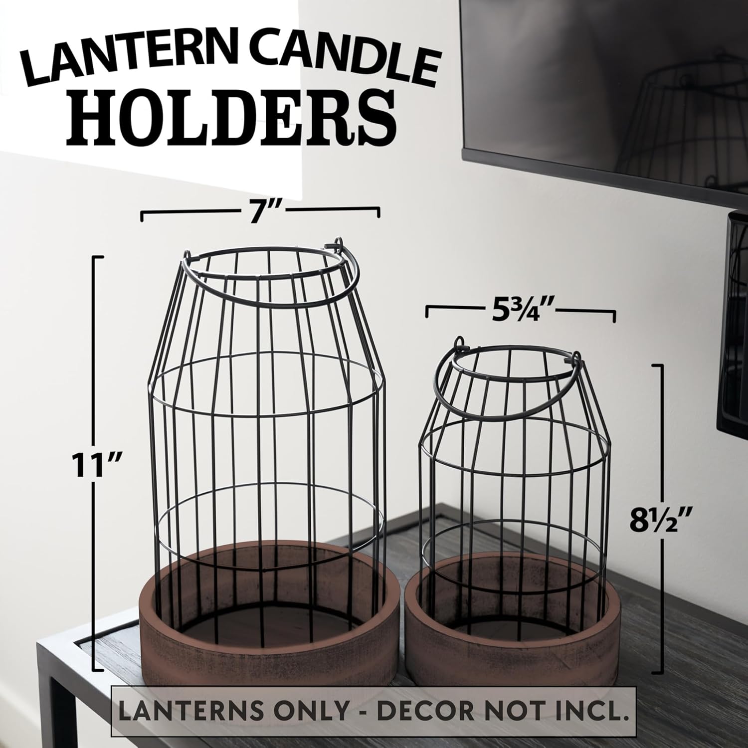 Rustic Farmhouse Lantern Decor Set of 2 - Stylish Decorative Lanterns for Your Living Room, Fireplace Mantle or Kitchen Dining Table - Modern Upscale Beauty for Your Entire Home - Image 5